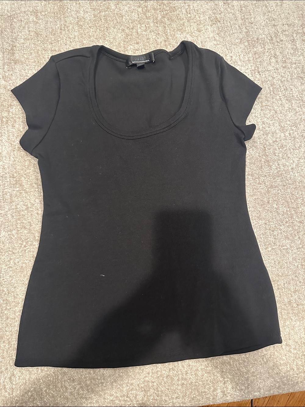 White House Black Market Black Scoop-Neck Short Sleeve Top